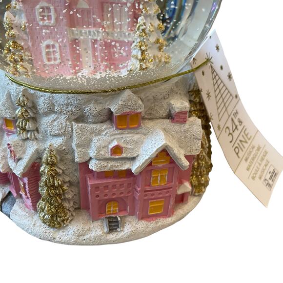 34TH & PINE Christmas Musical Waterglobe Pink & Gold Glam Holiday Decor NEW - Picture 11 of 15